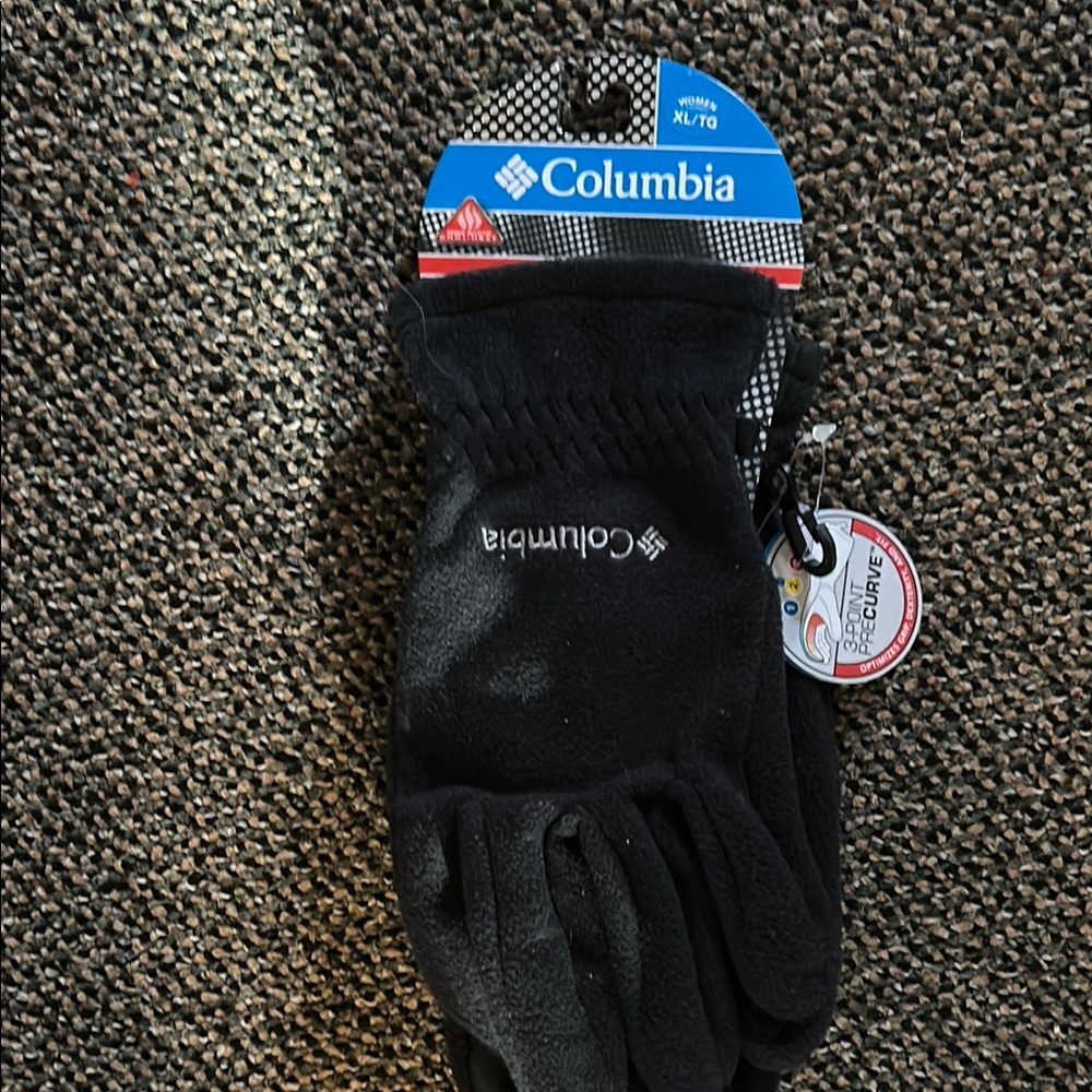 Columbia Black Gloves Full-Fingered with Textured Fabric